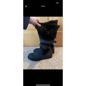 Women's Emu Australian Black Boots Size 8 Sheep Fur Lined